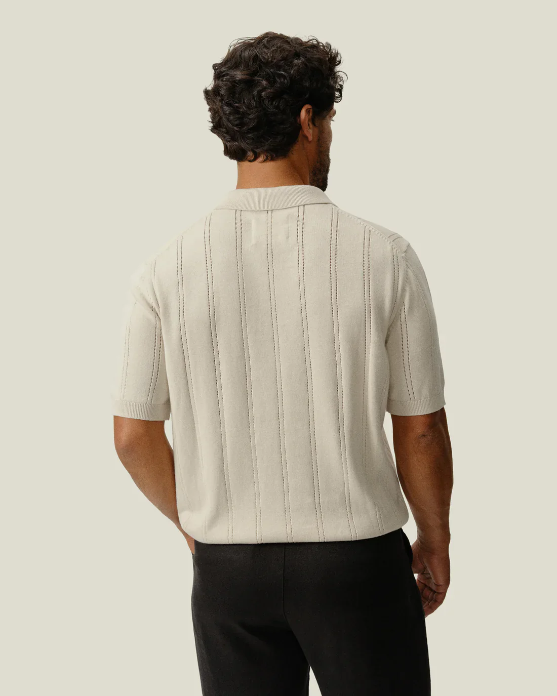 Alex Crane - Lolo Drop Needle Sweater Polo in Shell - Image 4