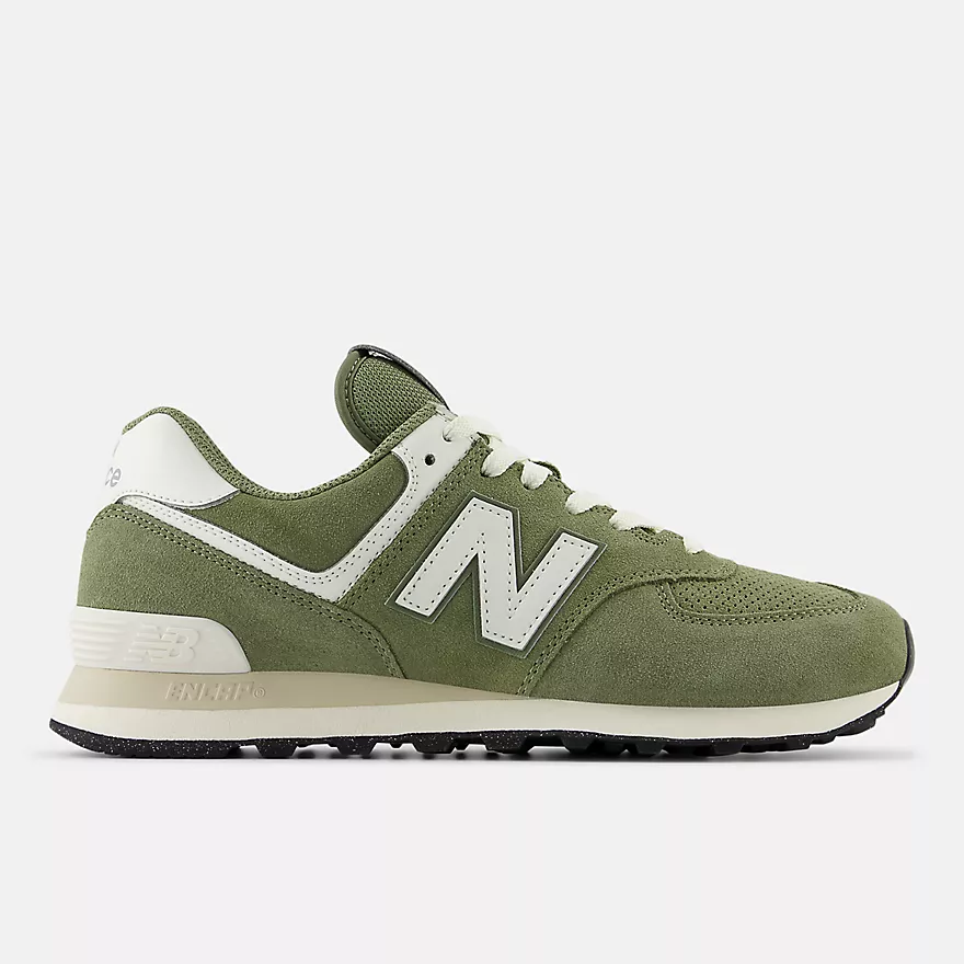 New Balance - 574 in Dark Olivine with Sea Salt