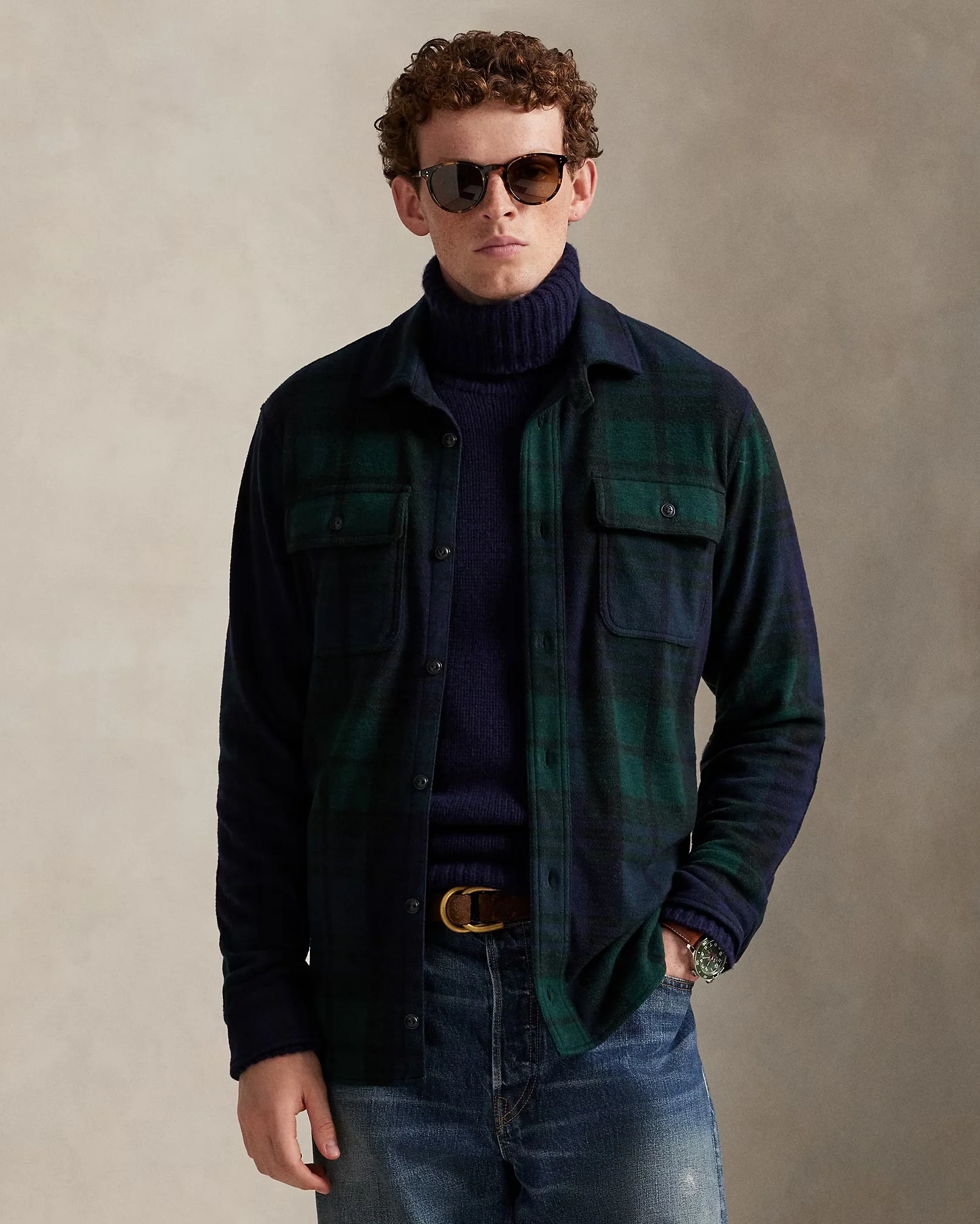 Polo Ralph Lauren - Knit Flannel Overshirt in Blackwatch Plaid - Image 2