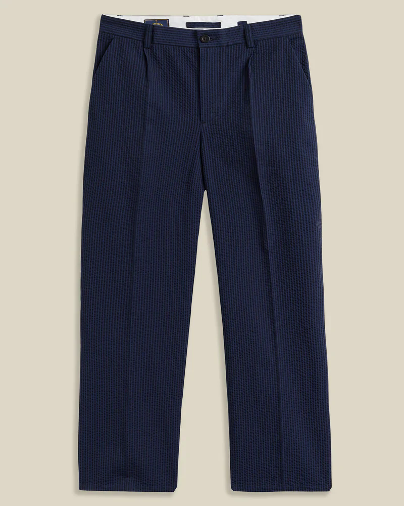 Portuguese Flannel - Atlantico Trouser in Navy Seersucker