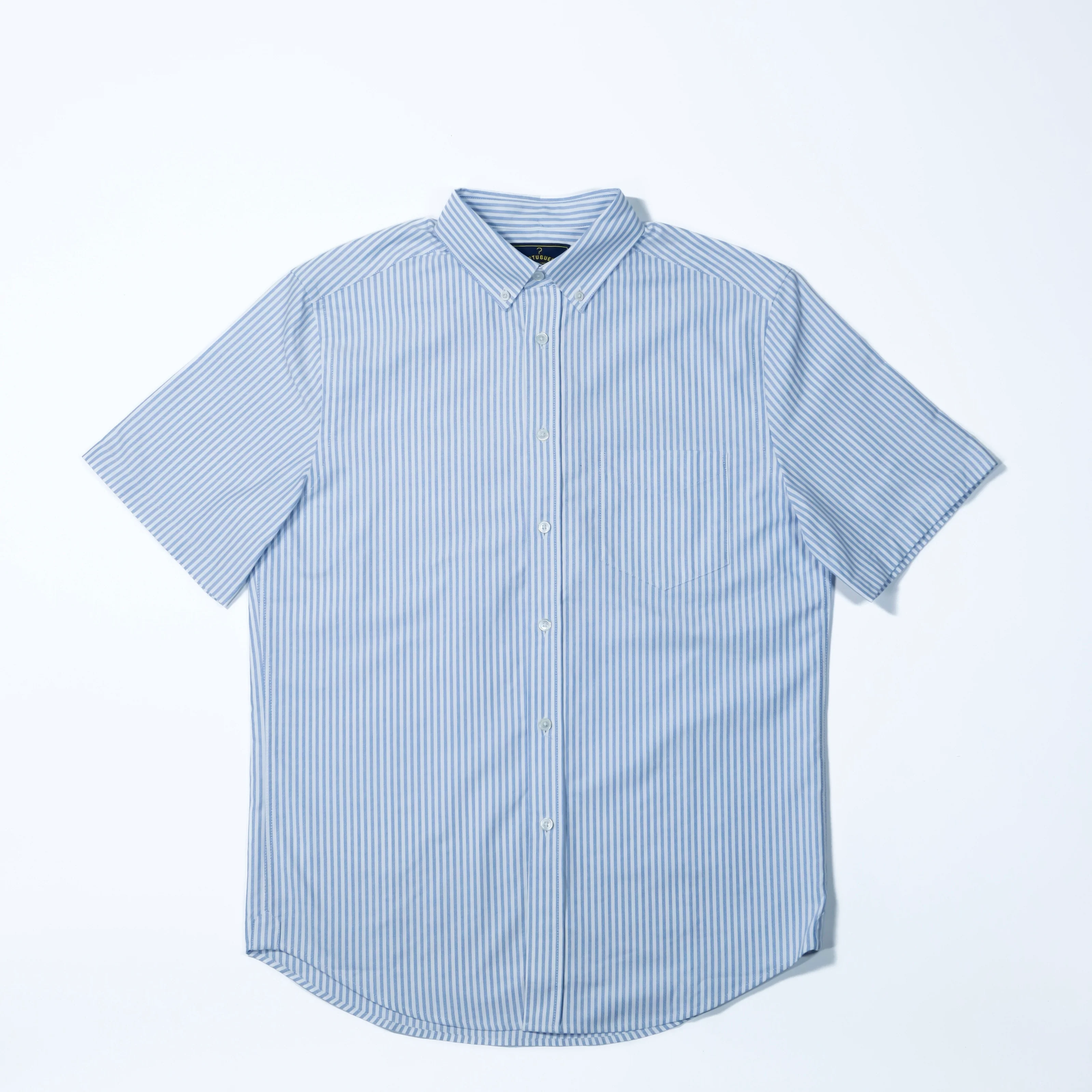Portuguese Flannel - Belavista Stripe S/S in Blue and White Oxford Cloth