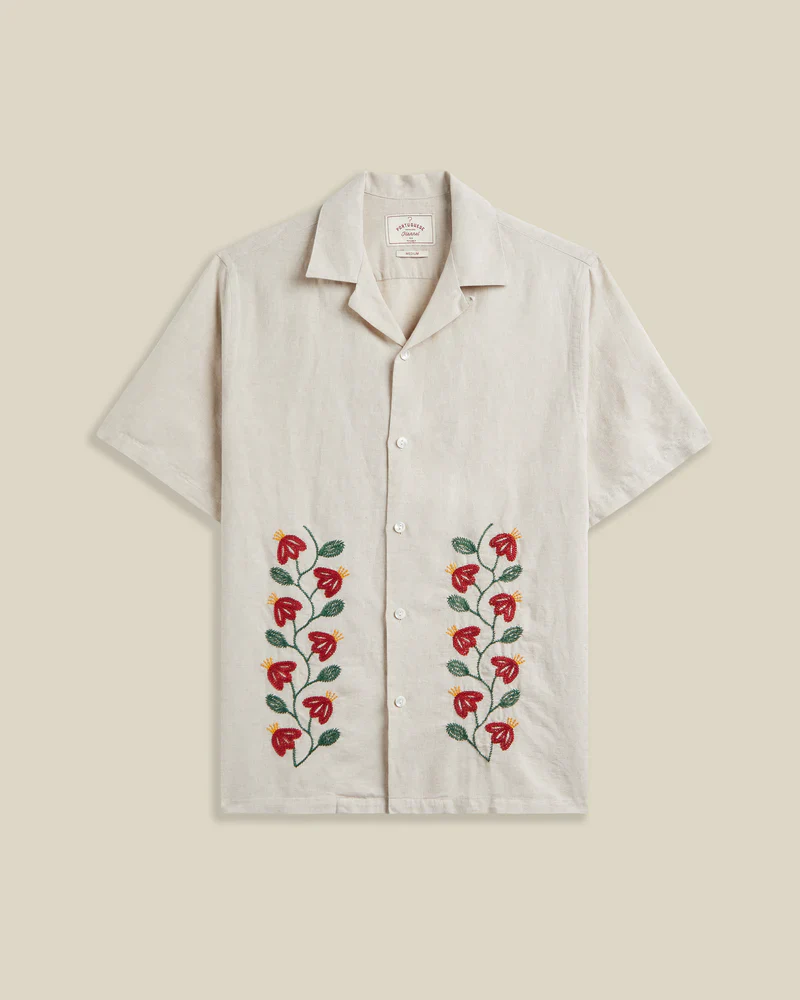Portuguese Flannel - Branch Embroidery Camp Collar