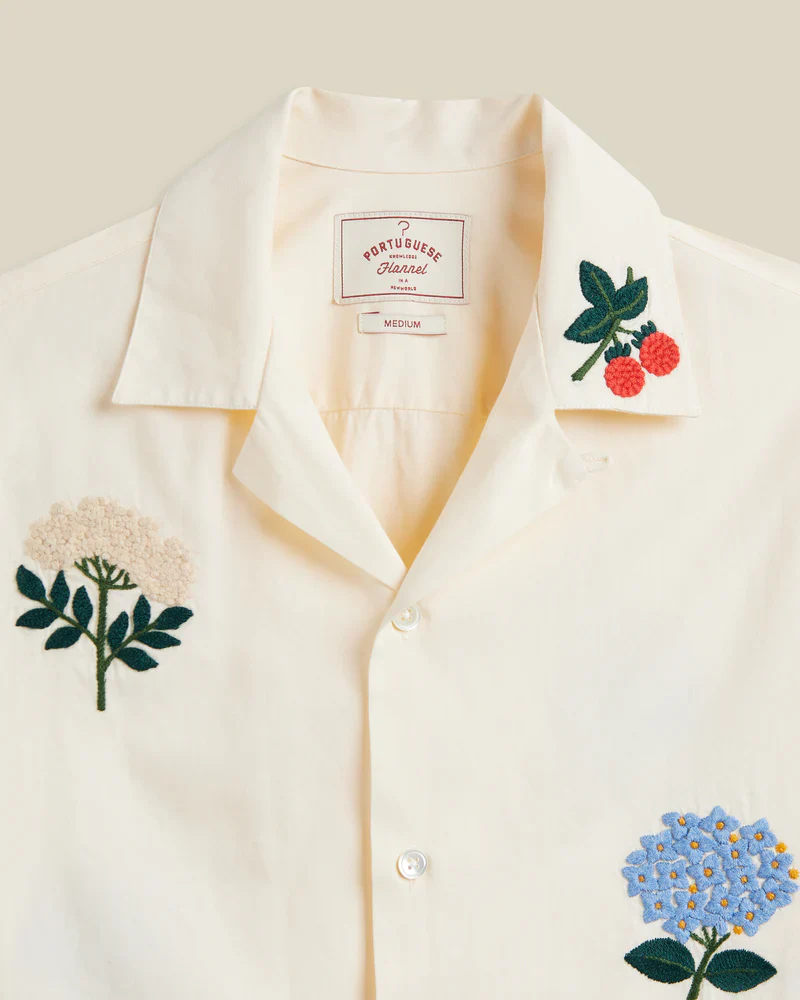 Portuguese Flannel - Embroidery Flowers in Ecru - Image 2