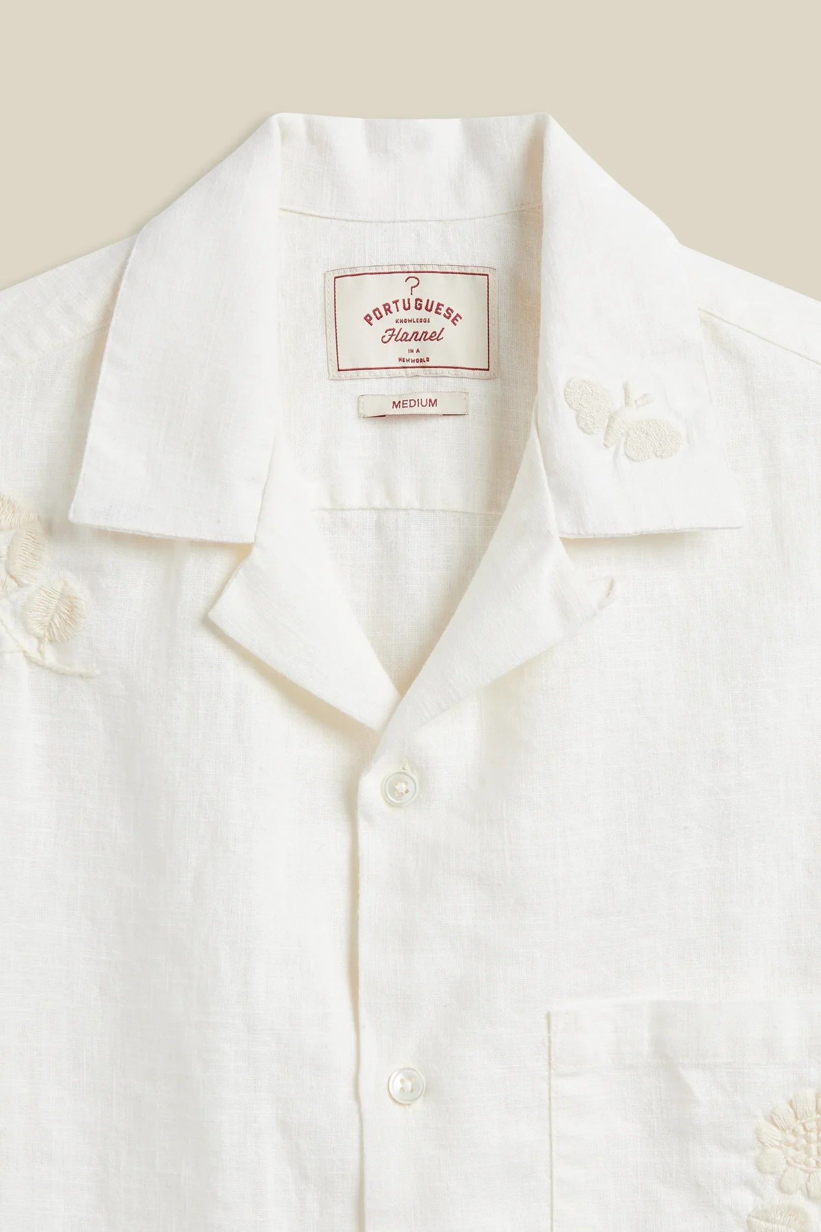 Portuguese Flannel - Embroidery Nature Ramie in Ecru - Image 2