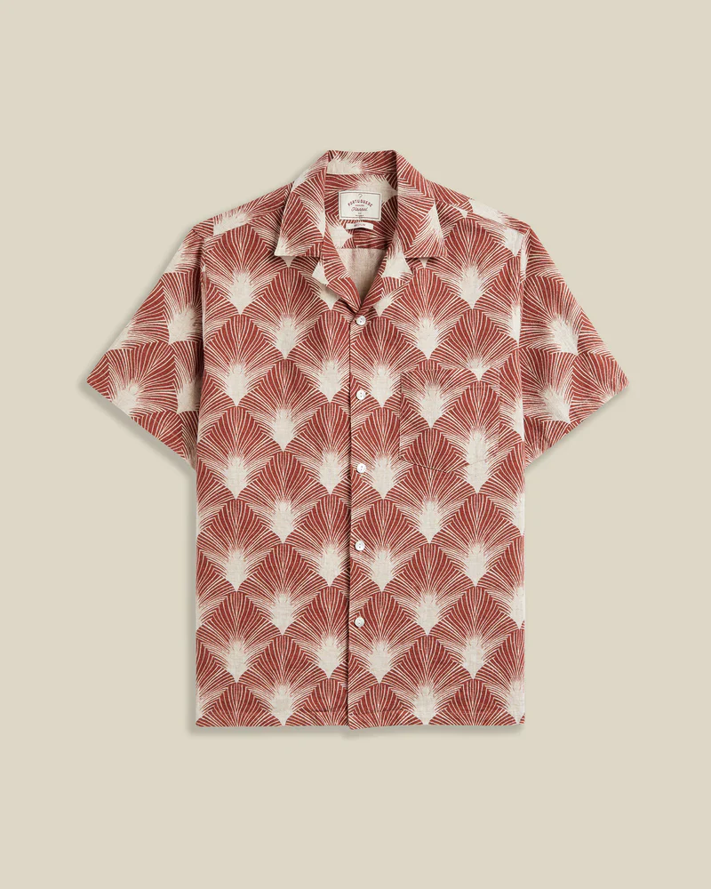 Portuguese Flannel - Feathers Camp Collar in Midcentury Clay