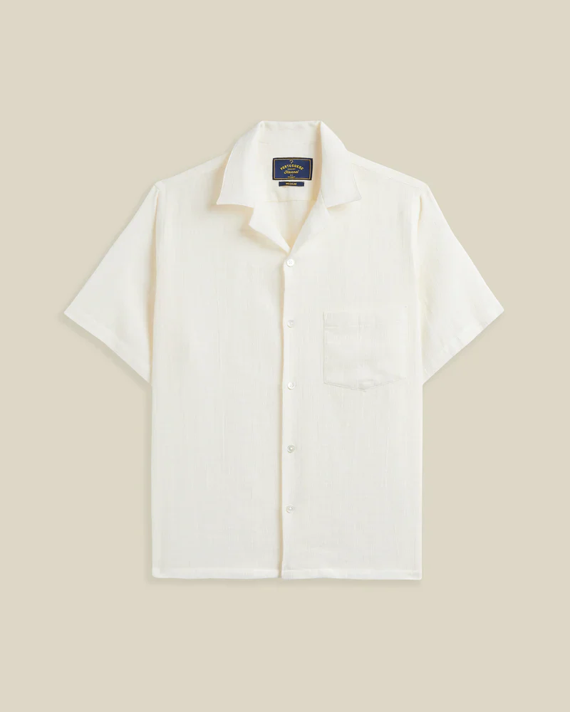 Portuguese Flannel - Grain Camp Collar in White Gauze
