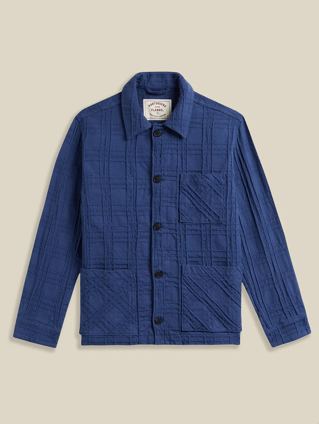 Portuguese Flannel - Legacy Jacket in Blue Embossed Plaid