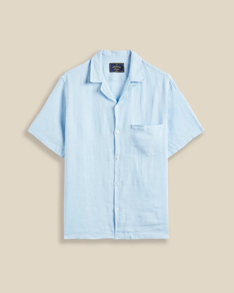 Portuguese Flannel - Linen Camp Collar in Sky