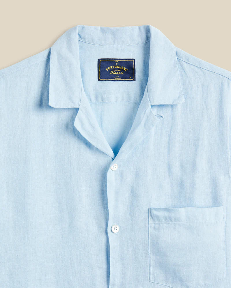 Portuguese Flannel - Linen Camp Collar in Sky - Image 2