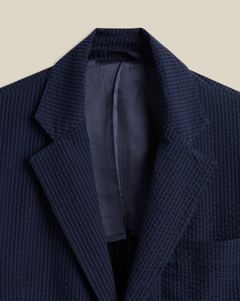 Portuguese Foannel - Atlantico Blazer in Navy Seersucker - Image 2